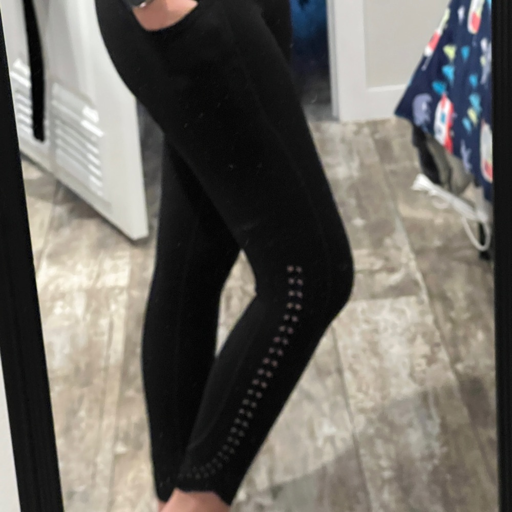 Sleek Black Women's Leggings with Eyelet Detail